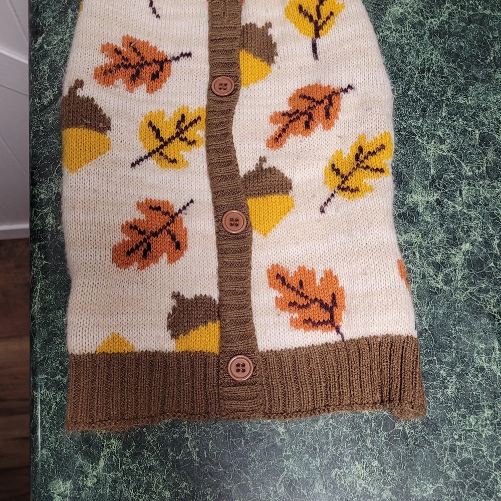 Brown and Cream Acorn Leaf Sweater Vest